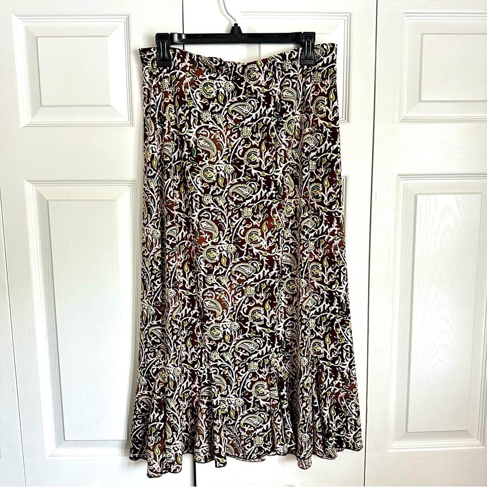 Vtg Hypnotized Ruffle Hem Paisley Midi Skirt Womens M Forest Fairy Whimsigoth - Picture 4 of 8